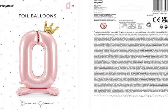Folienballon Basis Nummer Null Rosa Krone 84cm