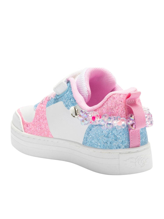 Gioiello Kids Sneakers with Scratch White-Pink-Blue