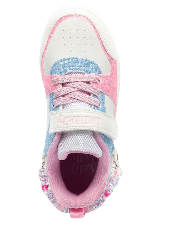 Gioiello Kids Sneakers with Scratch White-Pink-Blue
