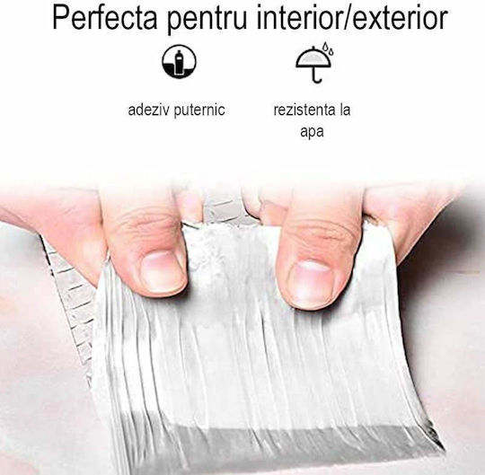 Bandă de etanșare impermeabilă din cauciuc bituminos Siks pentru acoperișuri, etanșare fisuri metalice, coșuri de fum, rezistență la apă, acoperire din aluminiu, aderență îmbunătățită, lățime 15cm x lungime 5m, argintiu