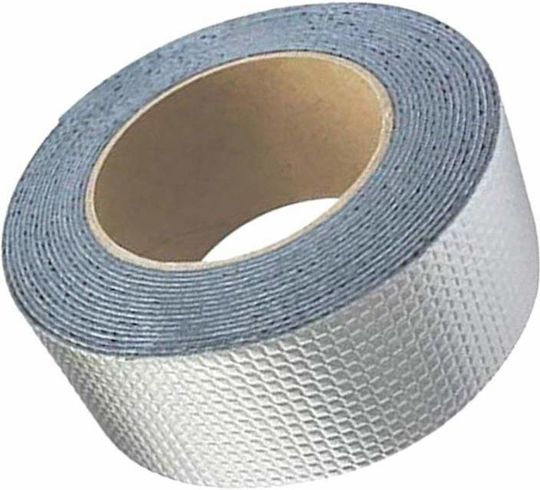Bandă de etanșare impermeabilă din cauciuc bituminos Butyl Siks pentru acoperișuri, etanșare fisuri metalice, coșuri de fum, rezistență la apă, acoperire din aluminiu, aderență îmbunătățită, lățime 10cm X lungime 5m, argintiu
