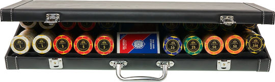 Pokeritems Set 500 Numbered Poker Chips 14gr in Suitcase with 2 Decks