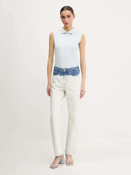 Women's Sleeveless Polo Light Blue Blouse