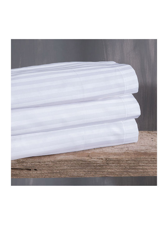 Rythmos Cearșaf Single 170x270cm. Satin Stripes Alb