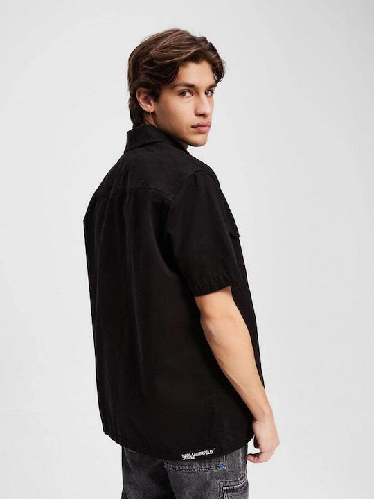 Short-sleeved Denim Shirt Black