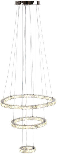 Lightex Κρεμαστό Φωτιστικό Καφέ LED με Ρυθμιζόμενο Λευκό Φως με Κρύσταλλα 400εκ.