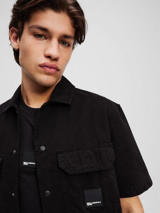 Short-sleeved Denim Shirt Black