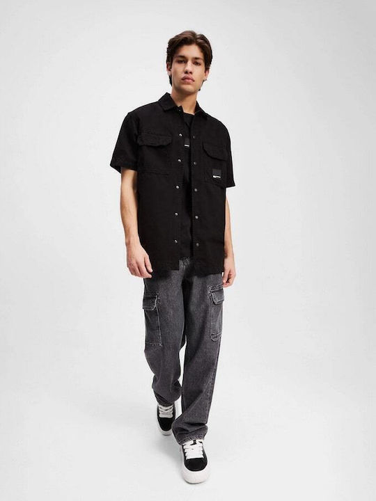 Short-sleeved Denim Shirt Black