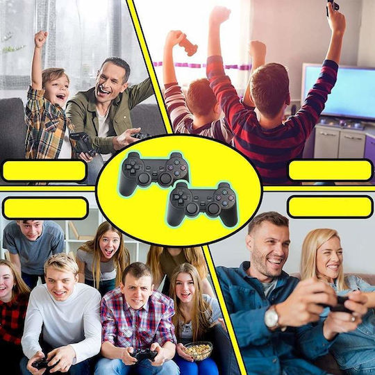 Siks Retro Tip Stick конзола с 10,000 инсталирани видео игри, съвместима с 9 емулатора, 2 x безжични контролера, HDMI, 2.4 GHz безжичен USB, 64GB, черна