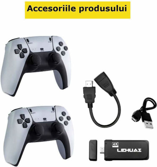 Consolă Retro Jocuri Siks 20.000 Jocuri Video Compatibilă cu 9 Emulatoare 2 X Controlere Wireless HDMI 2.4GHz 4K 64GB Albă