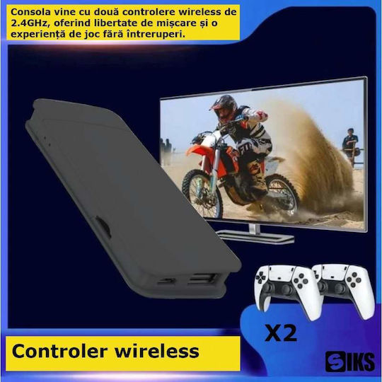 Consolă Retro Jocuri Siks 20.000 Jocuri Video Compatibilă cu 9 Emulatoare 2 X Controlere Wireless HDMI 2.4GHz 4K 64GB Albă