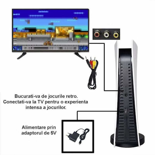 Retro Video Game Console Gs5 Siks 2 Wired Controllers Super 8 Bit Game White Black