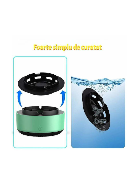 Siks Electric Ashtray Direct Suction Smoke-free Negative Ion Air Purifier Odor Eliminator Unpleasant Smells Cigarette Smoke 360 Degrees Automatic Shut-off Green