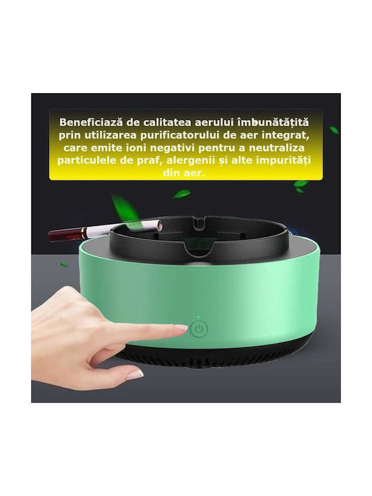 Siks Scrumieră Electrică Aspirație Directă Purificator de Aer cu Ioni Negativi Eliminator de Mirosuri Neplăcute Fum de Țigară 360 de Grade Oprire Automată Verde