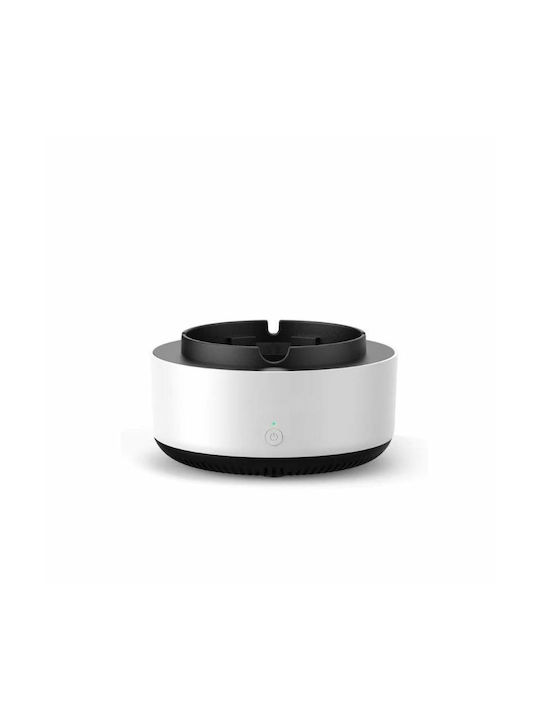Scrumieră electrică Siks cu aspirație directă, purificator de aer cu ioni negativi fără fum, eliminator de mirosuri neplăcute, fum de țigară, oprire automată la 360 de grade, alb