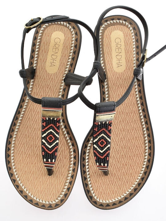 Flache Sandalen für Damen Anatomisch in Schwarz Farbe