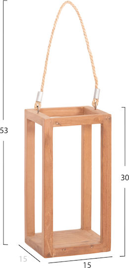 HomeMarkt Χριστουγεννιάτικο Ξύλινο Φαναράκι Μπεζ 30x15εκ.