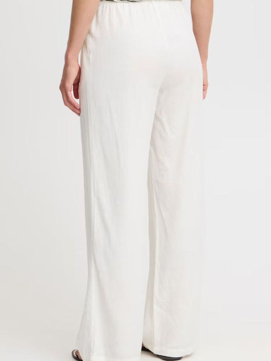Women's Fabric Trousers Regular Fit Ecru
