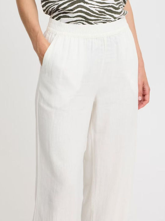 Women's Fabric Trousers Regular Fit Ecru