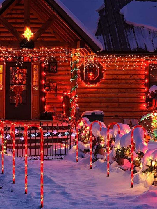 Set de instalații solare decorative Siks pentru exterior 5 decorațiuni luminoase Acadele de Crăciun Alb Cald Panou Solar Înălțime 40 cm