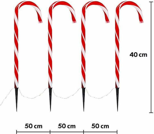 Illuminated Christmas Plastic Candy Figure White Height 40cm 5 Pieces