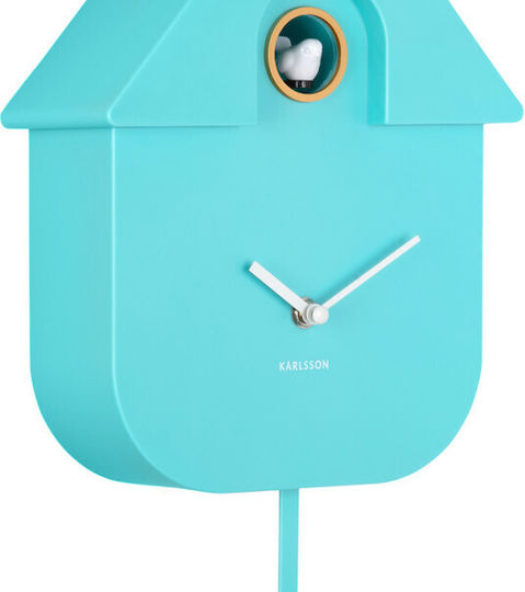 Karlsson Cuckoo Ρολόι Τοίχου Πλαστικό Τιρκουάζ 21.5x41cm