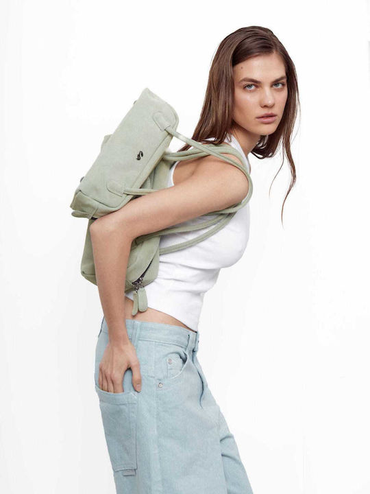 Leder Damentasche Schultertasche Grün