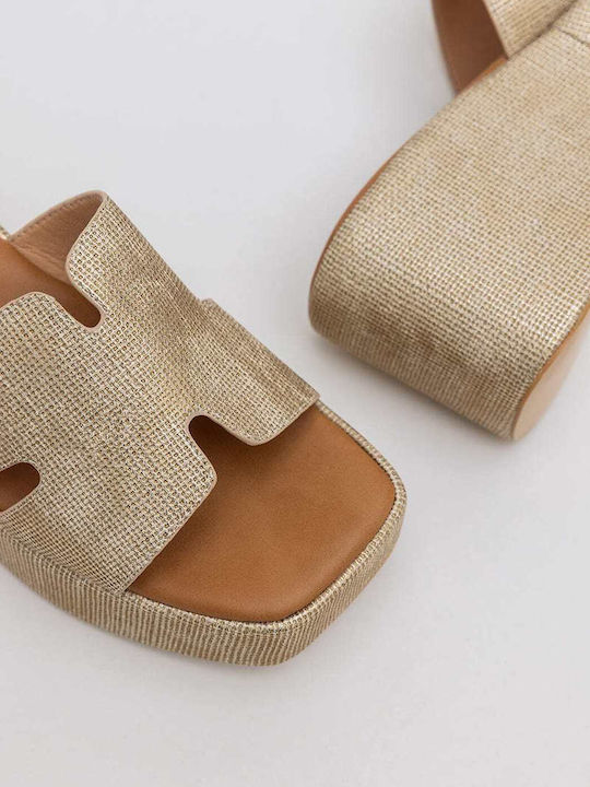 Women's Synthetic Leather Platform Shoes Gold