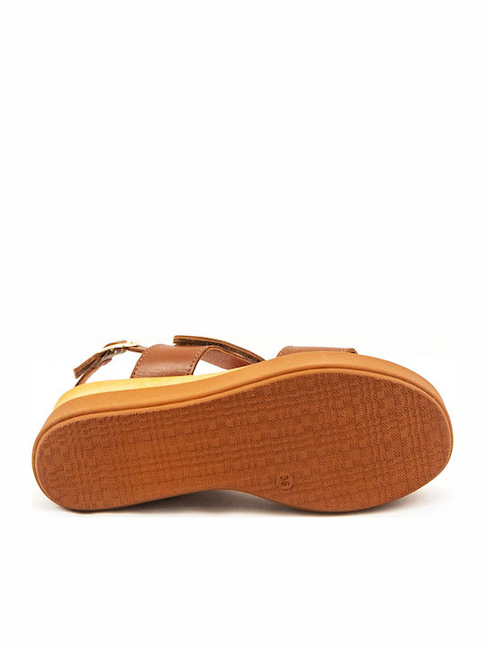 Women's Leather Ankle Strap Platforms Tabac Brown