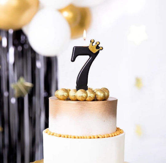 Candle Number 7 Black Gold Crown