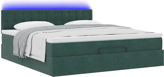 Super King Size Bett mit Matratze 160x200cm Dunkelgrün Super King Size Bett mit Matratze 160x200cm Dunkelgrün