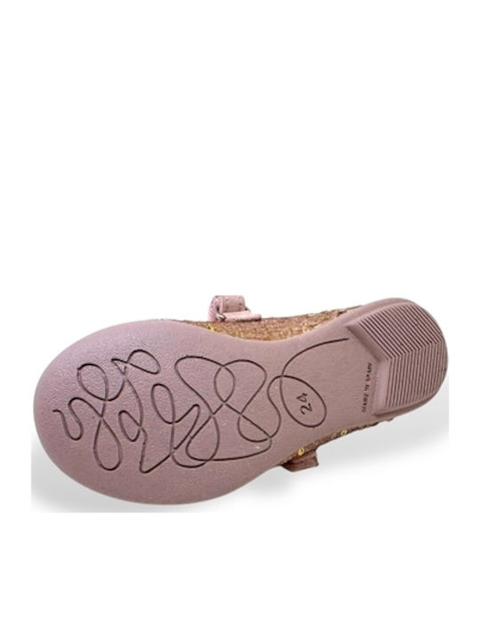 Kids Anatomic Leather Ballerinas with Hoop & Loop Closure Pink