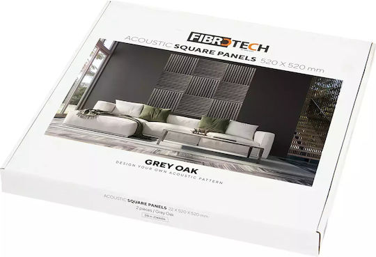 3D Wooden Decorative Sound-Absorbing Wall Panel – Square – Fibrotech – “Gray Oak” – 52cm X 52cm – 2 Pieces 2344636