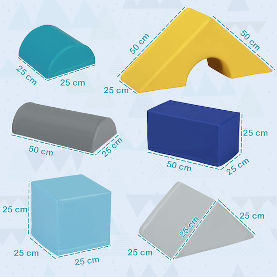 HomCom Set aus weichen Konstruktionen aus Stoff 25x25cm. für 3+ Jahre alt Jahre Mehrfarbig