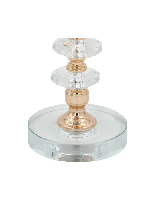 Metal Candle Holder Φ12x36 cm Gold Crystals Amber Glass Keskor 43103