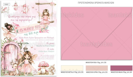 Tsantakides Baptism Invitation Girl Theme Fairy Garden 927