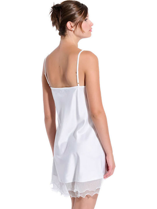 Jeannette Lingerie Лятна Сатен Дамска Нощница Off White