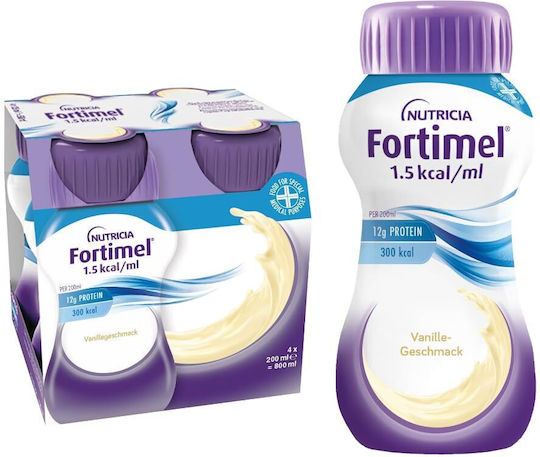 Nutricia Fortimel Protein 1.5kcal Συμπλήρωμα για Αδυνάτισμα 4 x 200ml Βανίλια
