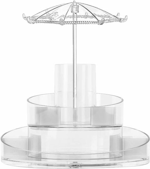 Stand Rotativ De Organizare A Cosmetice Cu Niveluri Transparent 24x17cm