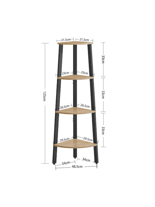 Corner Bookcase Sonoma 34x34x125cm