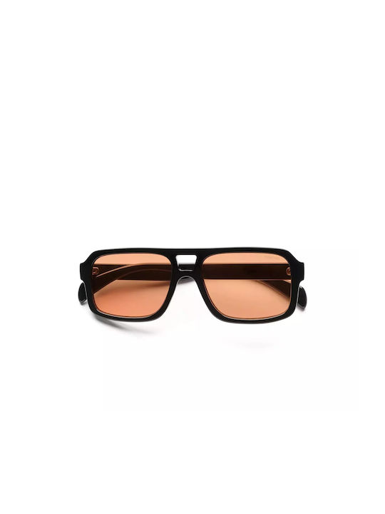 Komono Unisex Γυαλιά Ηλίου με Μαύρο Κοκκάλινο Σκελετό και Πορτοκαλί Φακό kom-S11303