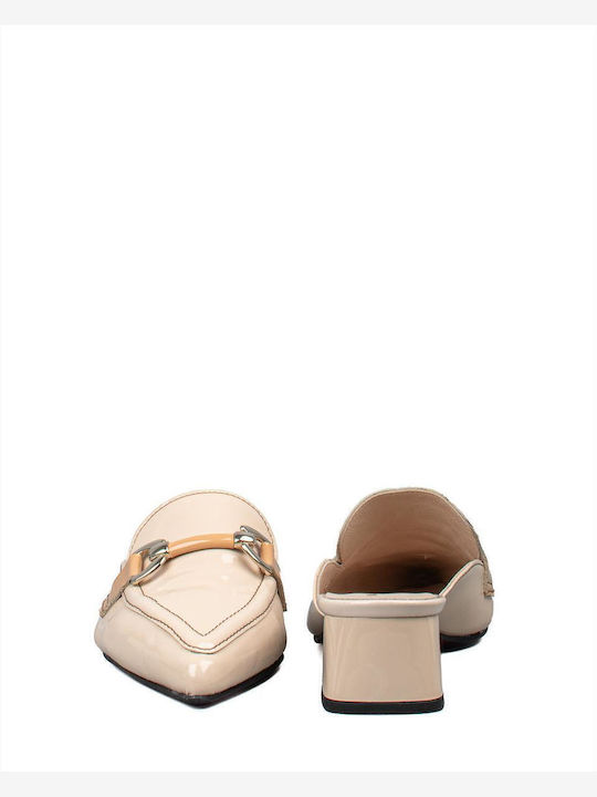 Mules with Heel in Beige Color