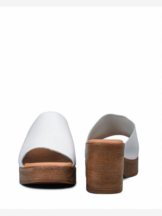 Mules with Heel in White Color