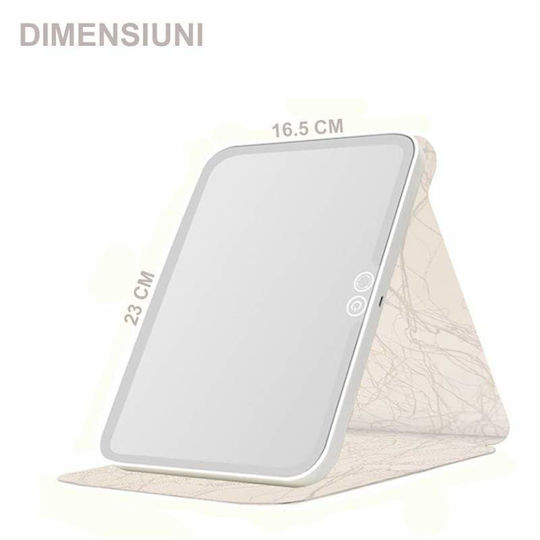 Καθρέπτης Μακιγιάζ Τσάντας με Φως 16.5x16.5cm Λευκός