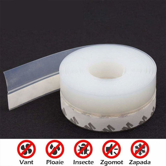 Set 2 benzi de etanșare din silicon Siks ușă fereastră cabină de duș transparent 25 mm x 1,8 m + 45 mm x 1,8 m