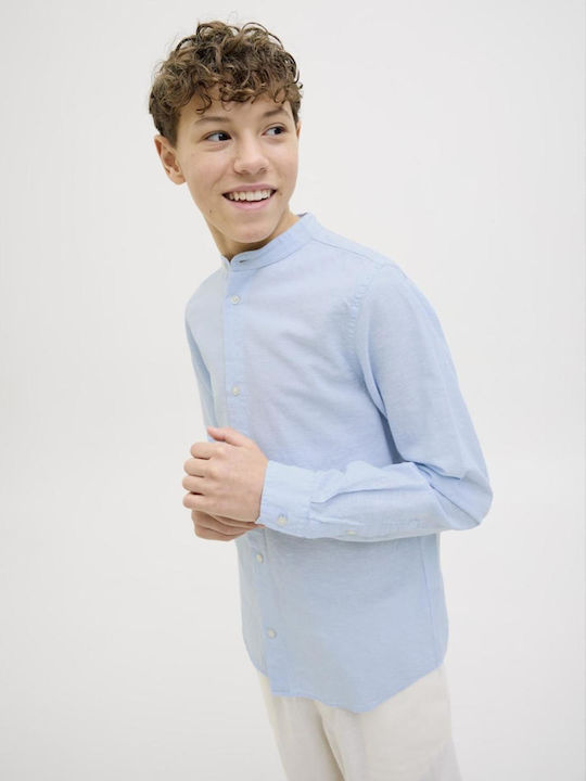 Kids Shirt Long Sleeve Linen Light Blue BREEZE