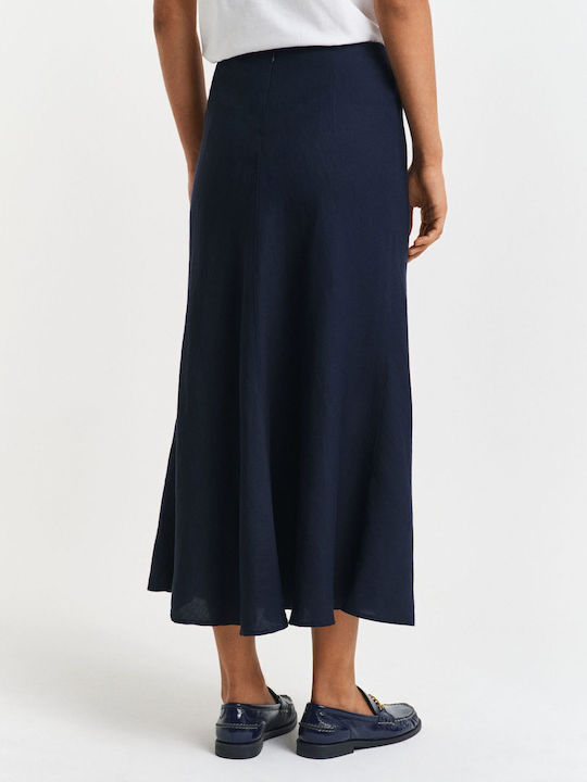 Λινή Midi Φούστα Navy Blue
