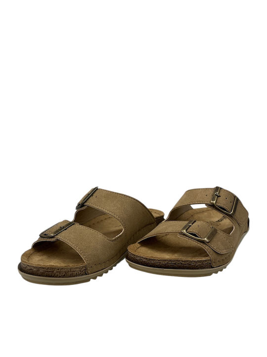 Women's Flat Sandals in Beige Color