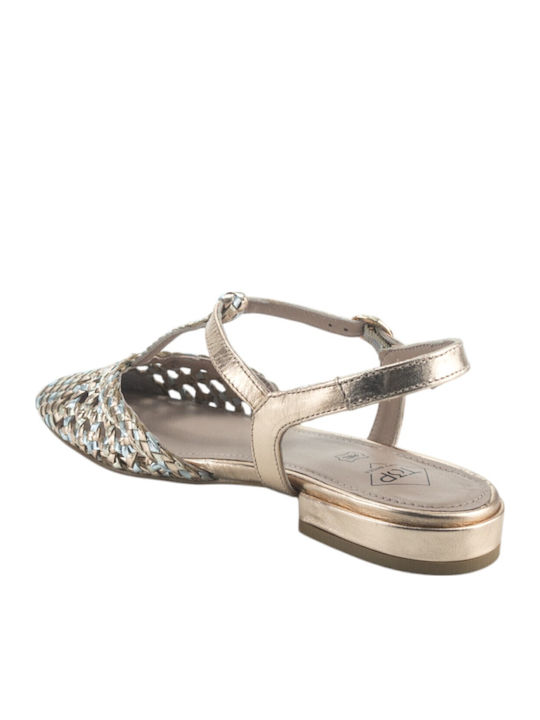 Women's Flat Sandals in Gold Color