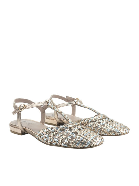 Women's Flat Sandals in Gold Color